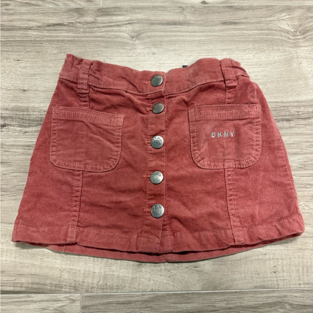 DKNY Brick Red/Mauve Corduroy Button-Front Mini Skirt Girls Toddler 4t